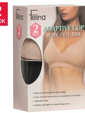 🩷. Felina Adaptive Cup Wire-Free Bra 2-Pack – Size Medium